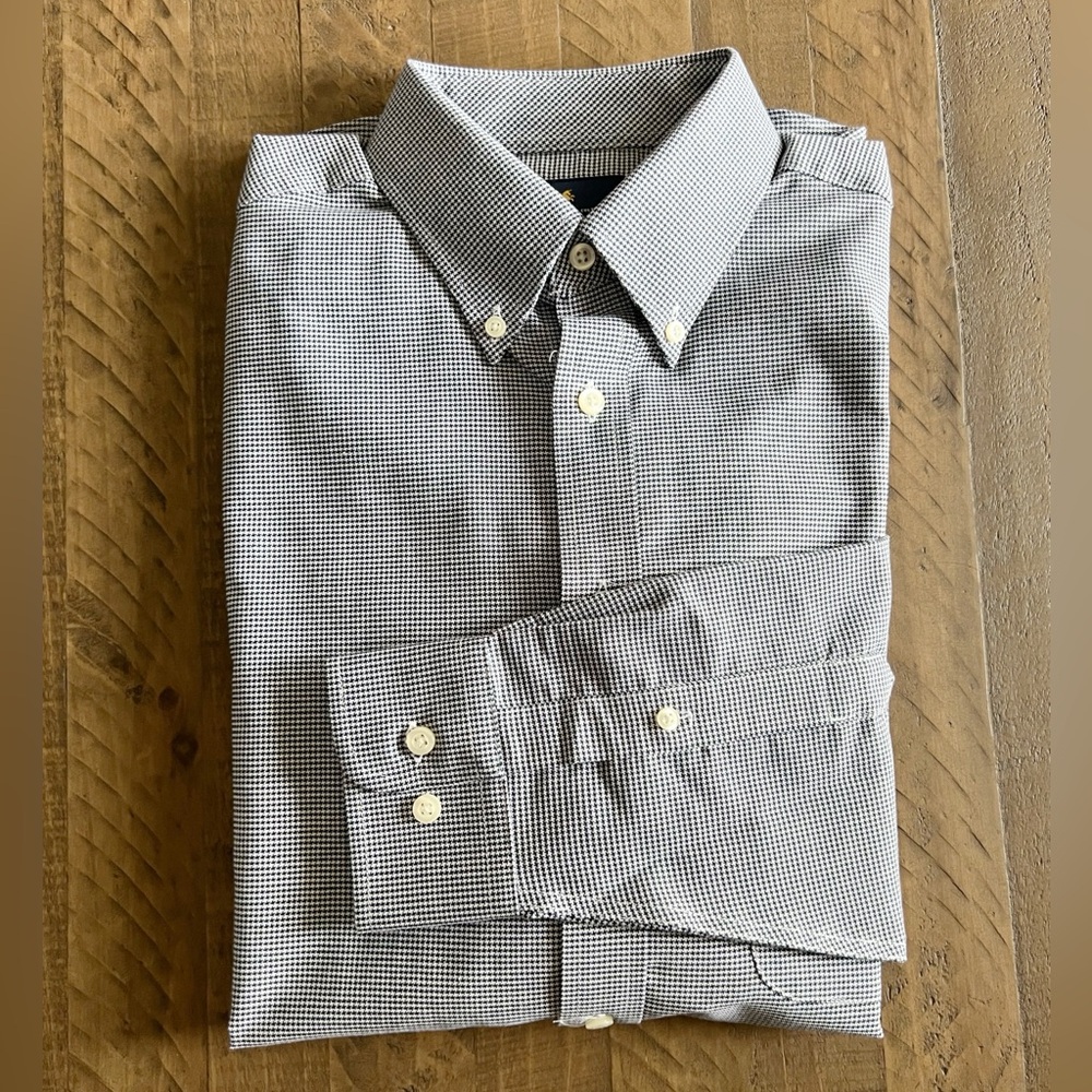 Stafford | Mens Black & White Houndstooth Shirt